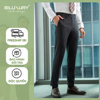 Quần Âu Kẻ Caro 7QAUC301DEN Biluxury Chất Liệu Cao Cấp Hạn Chế Nhăn Nhàu