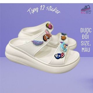 Dép cross đi biển lê nữ đế cao quai ngang 7cm độn đế cute chống trơn trượt KOROle2Q