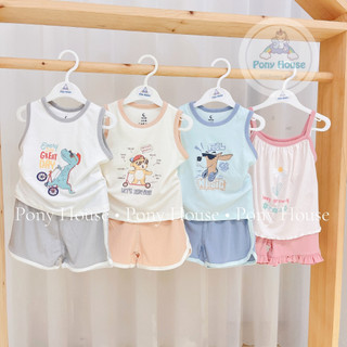 Bộ ba lỗ moon petit mềm mát cho bé trai bé gái mùa hè size 6-9m đến 24-36m