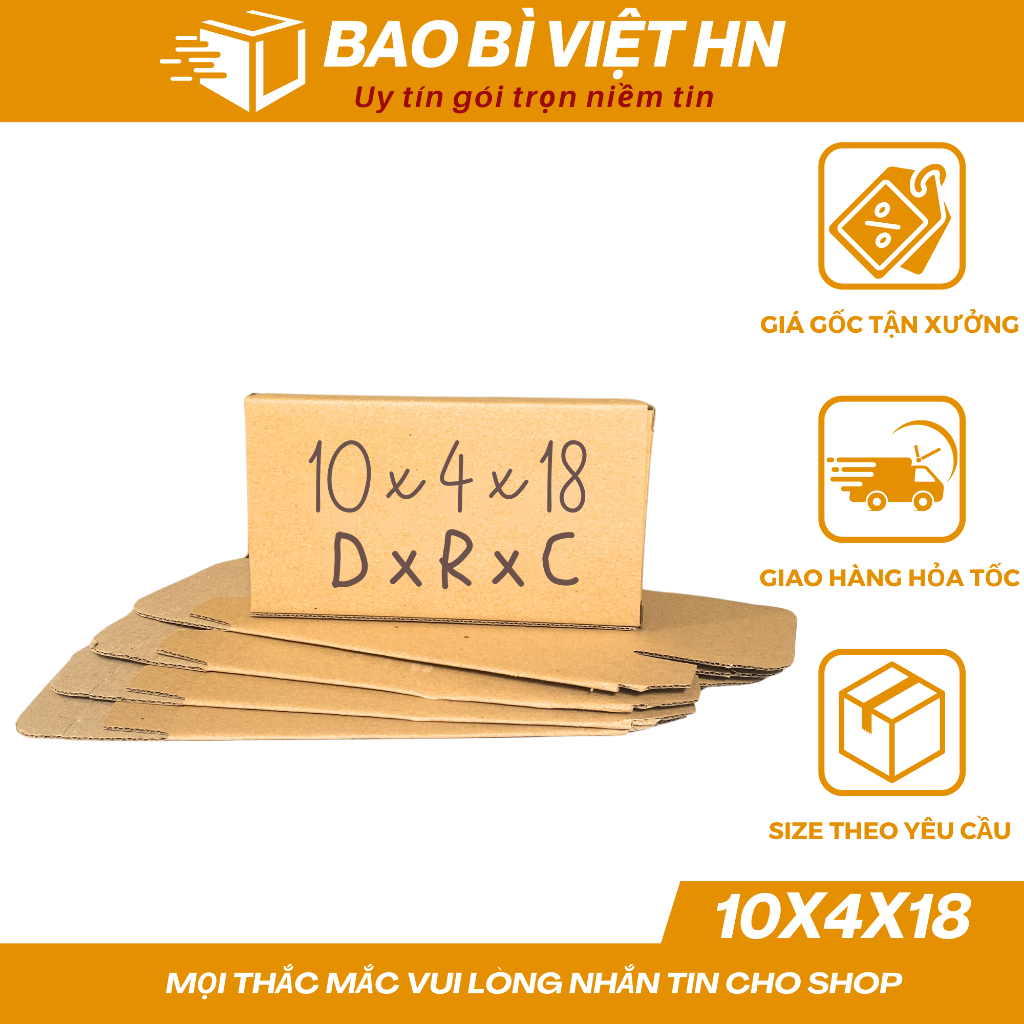 18x10x4 Combo 100 Hộp nắp gài đóng hàng, hộp đựng phụ kiện, mỹ phẩm- Bao Bì Việt HN
