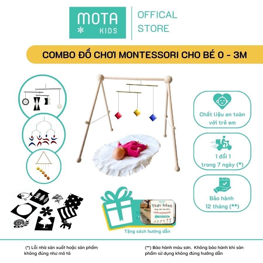 Combo đồ chơi cho bé 0-3 tháng phát triển theo Montessori - Hàng chính hãng
