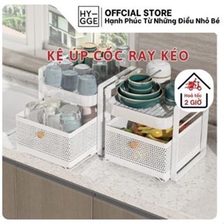 Kệ kim loại úp cốc chén có ngăn kéo để đồ 2 tầng khay úp nước tháo rời khung kim loại sơn tĩnh điện