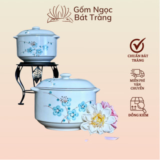 Âu hũ cơm, âu hũ yến gốm sứ Bát Tràng, thố chưng yến, thố đựng cơm, thố sứ có nắp, hũ sứ có nắp