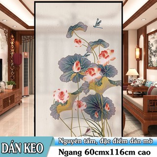Decal dán kính cao cấp - bông hoa sen đang nở -dk1141