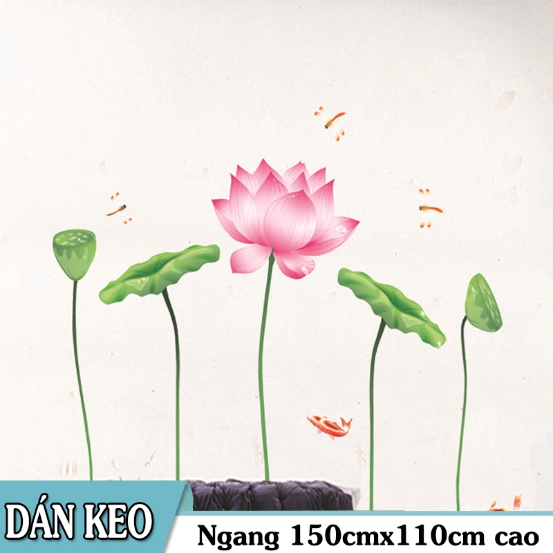 Decal dán tường trang trí - HOA SEN TRANG NHÃ