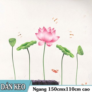Decal dán tường trang trí - hoa sen trang nhã