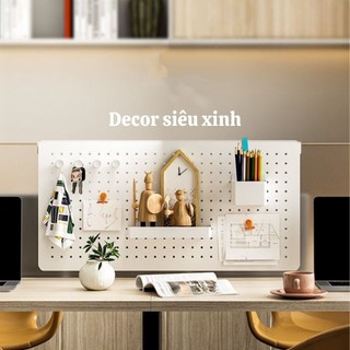 Bảng lỗ Pegboard cao cấp kẹp bàn - Bảng treo tường Decor phòng, Sắp xếp góc làm việc linh động,...