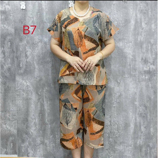Đồ Bộ Trung Niên cho mẹ Bộ Lụa Hàn Châu Chất Liệu Lụa Mịn Mát Bộ Đồ Trung Niên Quần Lửng Tay Ngắn
