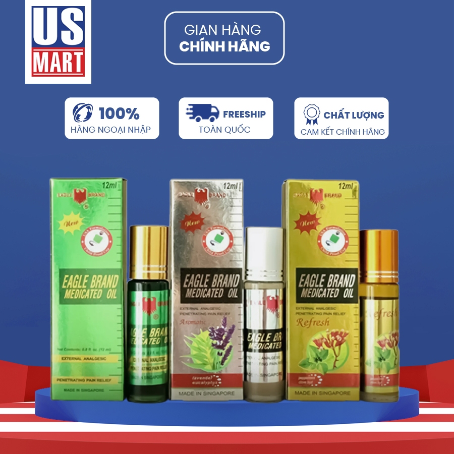 Dầu Lăn Eagle Brand Singapore 12ml (Nhiều Mùi)