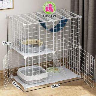 Chuồng mèo 2 tầng đa năng, lắp ghép đơn giản, lưới sắt tĩnh điện, an toàn và thoải mái cho thú cưng