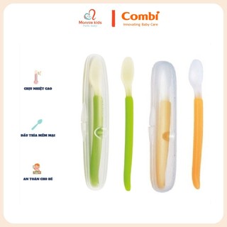 Thìa ăn dặm silicon cho bé COMBI, muỗng ăn dặm silicone chịu nhiệt cao cấp - Monnie Kids