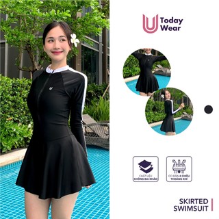 Đồ bơi liền thân dài tay nữ Skirted Swimsuit chất liệu KIRA cao cấp Today U Wear