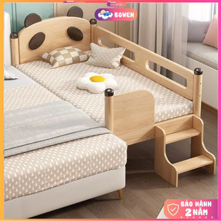 Giường Ngủ Cho Bé Bowen, Giường Gỗ Thông Cao Cấp An Toàn Ghép Với Giường Bố Mẹ