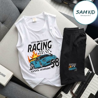 8-40kg Đồ bộ bé trai SAM kids quần áo bé trai ba lỗ quần đùi lửng RACING có size đại mặc mát mùa hè