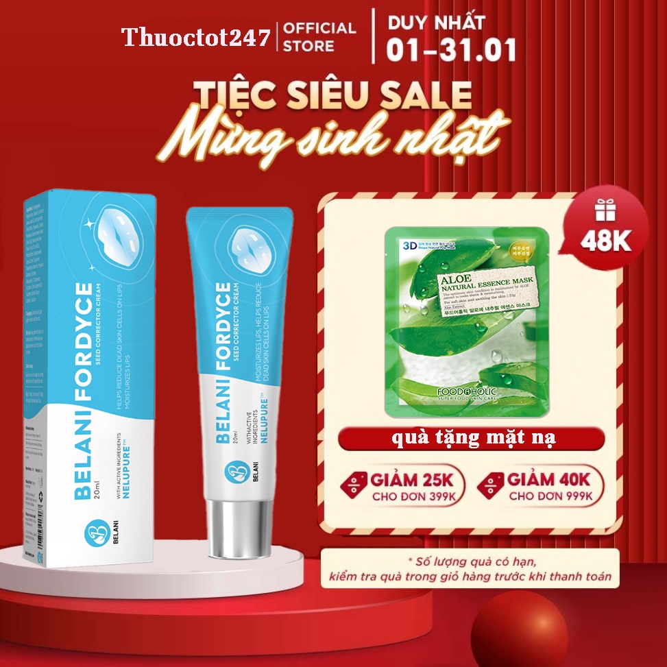 Kem Bôi Mụn Môi, Hạt Fordyce Belani - Mụn Môi, Dưỡng Ẩm, Cải Thiện Khô Môi, Nứt Nẻ, Giảm Thâm Môi