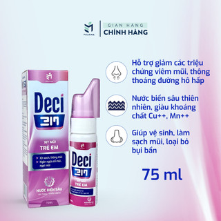 Xịt Mũi Cho Bé Nước Biển Sâu Deci 3M Lọ 75ml Giúp Vệ Sinh Mũi, Giảm Ngạt Mũi, Ngăn Ngừa Viêm Mũi