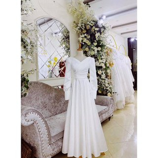 Đầm maxi mặc cưới tay dài hở lưng dây cườm TRIPBLE T DRESS -size S/M/L - MS160Y