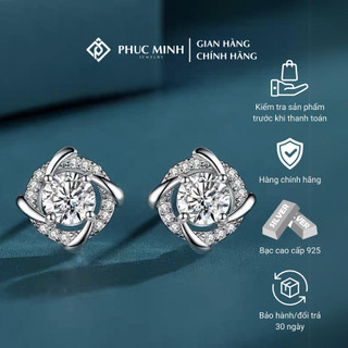 Khuyên tai kim cương moissainite 8h8a pmjsm0292k - phuc minh jewelry
