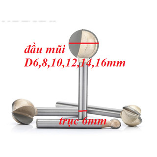 Mũi phá gốc cây làm gỗ lũa mũi mài hợp kim trục 6mm mũi phá quả đào tròn mũi tạo sẹo cây