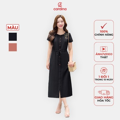 Đầm nữ CARDINA chất liệu đũi thoáng mát dáng suông rút eo tôn dáng trẻ trung nhẹ nhàng  4VSL10
