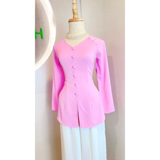 B.A117 - Bộ Áo Bà Ba Lụa Tầm Ý Cổ Tim Nút Nụ Dây Kéo Tay Dài - Hân Nguyễn Áo Bà Ba