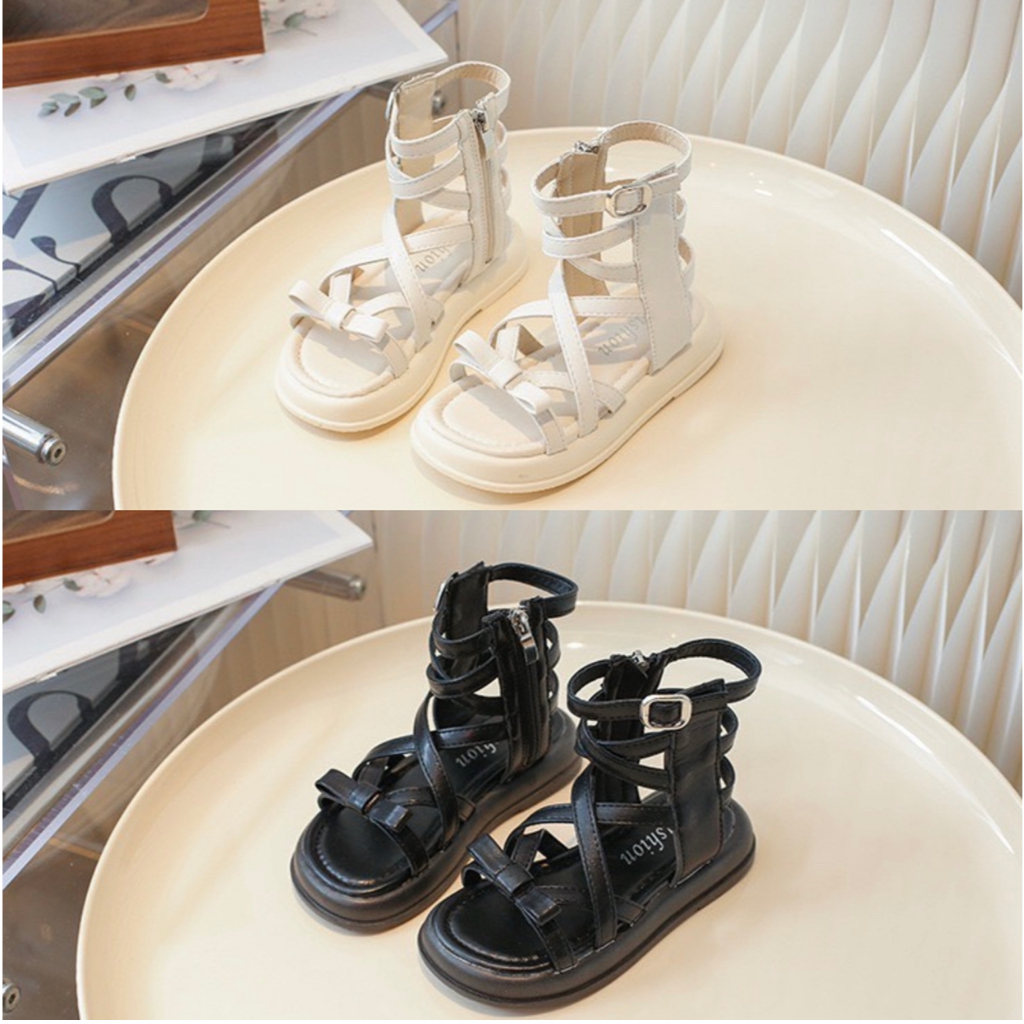 Giày sandal chiến binh cho bé gái form năng động, chất liệu da mềm, khoá kéo bên hông tiện lợi 1506