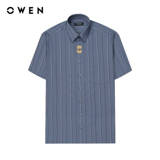OWEN - Áo sơ mi ngắn tay Nam Body Fit màu Xám chất liệu Bamboo - AB230738NT