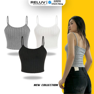  Áo 2 dây croptop gân lông ôm body RELUV - áo hai dây nữ trơn gân len lông basic 3 Size - RELUV.STUDIO 