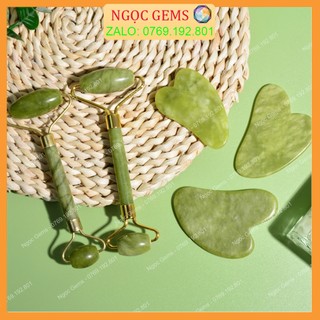 Thanh lăn massage mặt và guasha bằng đá thiên nhiên, dụng cụ nâng cơ mặt massage, thanh lăn mặt chăm sóc da mặt