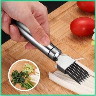 Dao cắt sợi hành, chẻ sợi rau muống, inox không gỉ có nắp đậy dụng cụ tỉa hành 6 lưỡi bằng thép tiện dụng