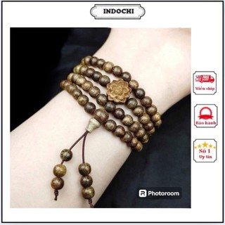 Vòng Tay Trầm Hương ⚡HÀNG ĐẸP⚡Trầm Tốc Hương Tự Nhiên- Chuỗi Tràng Hạt 108 hạt-  Mix Hoa Sen, Tặng Hộp Gấm Sang Trọng