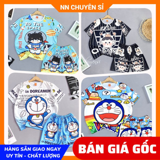 Đồ bộ hoạt hình bé trai bé gái 35kg vải thun mềm mịn mát co giãn tốt họa tiết bò sữa doremon dễ thương DBRBD SIZE S