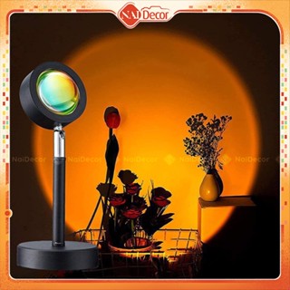  Đèn Hoàng Hôn Bản Cao Cấp Khung Kim Loại Đèn Sunset Rainbow RGB Đèn Trang Trí Phòng Ngủ Nai Decor 