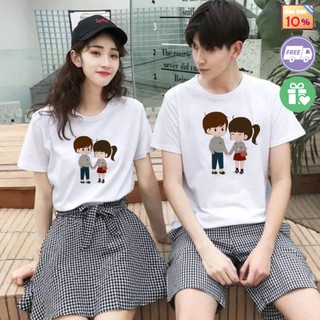 Áo thun cặp đôi với người yêu nam nữ set đồ đôi tình nhân couple In Chàng Trai Cô Gái Nắm Tay -ad358