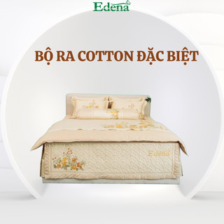 Bộ Chăn Ga Edena Cotton Đặc Biệt 527, vàng hoàng gia sang trọng, thoáng mát, chất đẹp