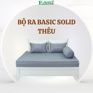 Bộ chăn ra 4 món cotton solid thêu edena