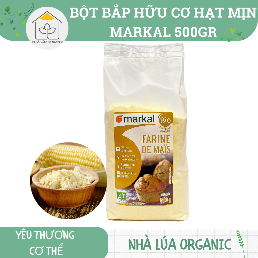 Bột bắp hữu cơ Markal 500g (dùng làm món phụ cho bé ăn dặm). Nhập khẩu trực tiếp Pháp. Chứng nhận hữu cơ AB & EU