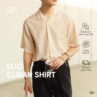 Áo Sơ Mi Cuban Nam GUY's Closet Elio Shirt - Vải Đũi Thoáng Mát - Thời Trang, Dễ Phối Đồ, Trẻ Trung - Màu Đen, Be Trắng