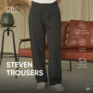 Quần Âu Nam Steven Trousers GUY's Closet - Quần Tây Ống Rộng Dáng Suông Thanh Lịch, Thời Trang - Màu Đen, Be