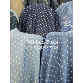 Vải jean mềm chấm bi 3 màu