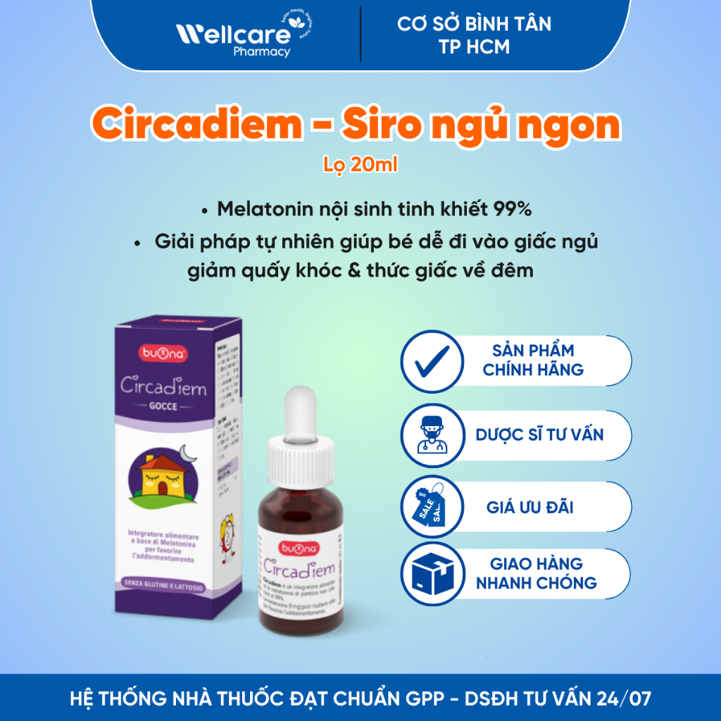 [⭐CHÍNH HÃNG] Siro Buona Circadiem bổ sung Melatonin tinh khiết, giúp bé ngủ ngon, giảm quấy khóc đê