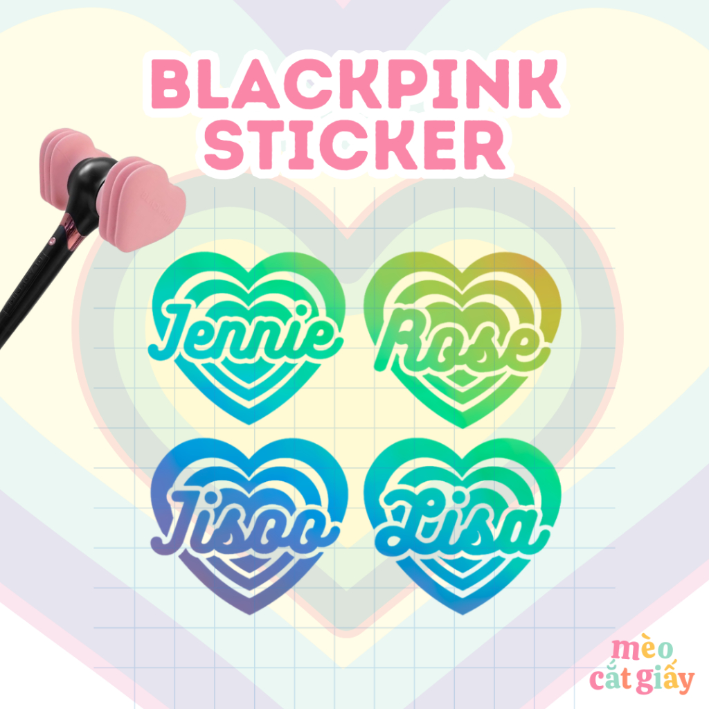 BLACKPINK decal sticker | Holo Sticker Tên Idol K-pop Dán Lightstick