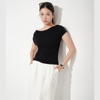 Áo thun cotton lụa lệch vai ôm body tôn dáng, chất liệu cotton lụa mềm mại, thoáng mát và thấm hút tốt