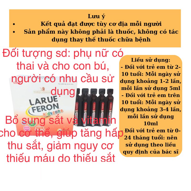 LARUE FERON kidszone bổ sung sắt, lysine ,taurin, lysine và các vitamin thiết yếu cho cơ thể