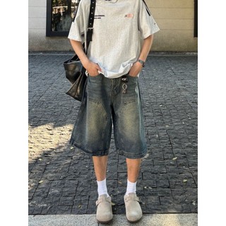 Quần Short Jeans Lửng Wide Leg Phối Túi Phong Cách Hàn Quốc Godmother