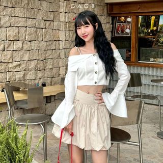 Áo Dây Sơ Mi Trễ Vai Kiểu Nữ Áo Trễ Vai Tay Dài Loe GAGO GA4872