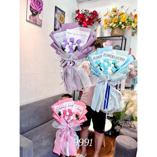 BÓ 20 BÔNG HOA SÁP MIX GIẤY CHỮ TẶNG THIỆP