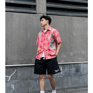 Áo sơ mi nam cộc tay flannel kẻ sọc màu tương phản SIXHUMAN HM016