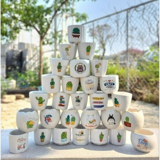 Chậu sứ in decal cute size ~ 7x8cm