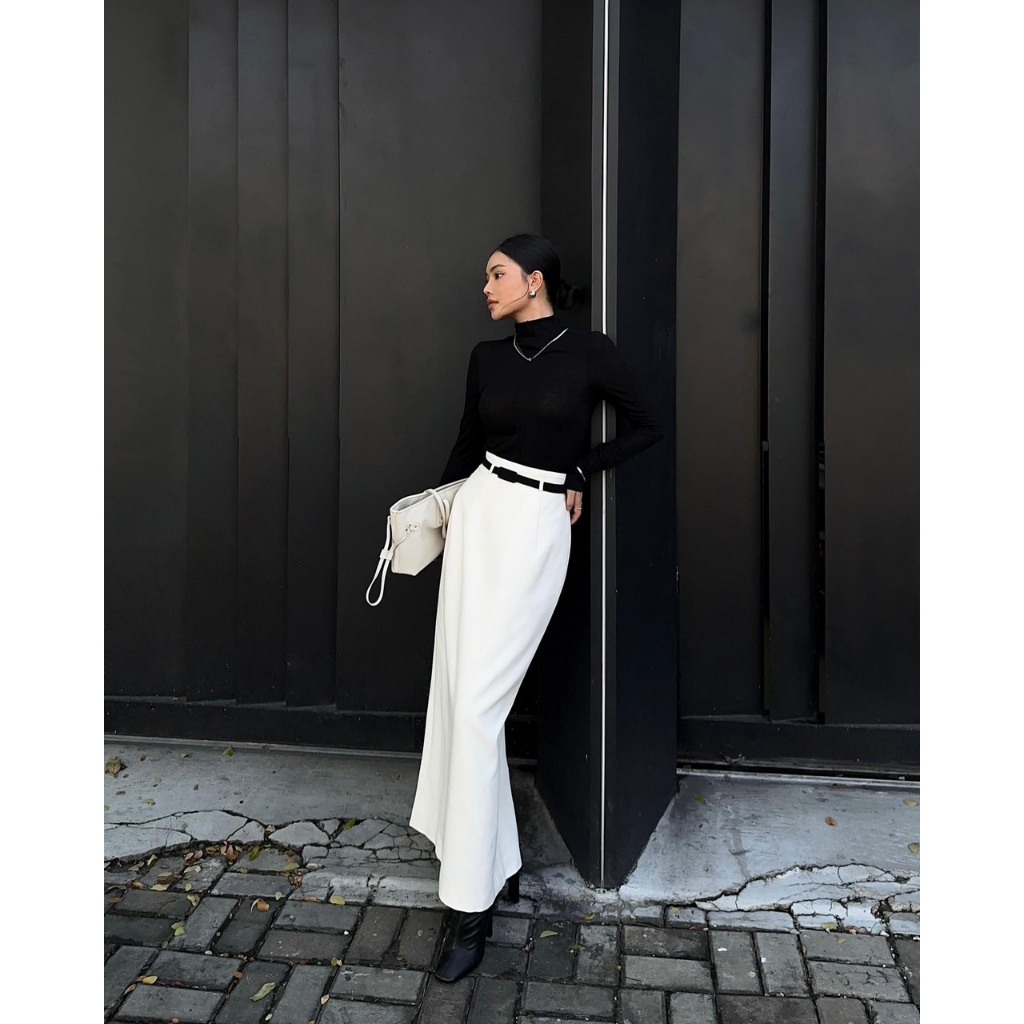 Chân Váy Bút Chì Nữ Dài Hack Dáng Và Áo Len Tay Dài WHITE ANT Hàng Thiết Kế Cao Cấp